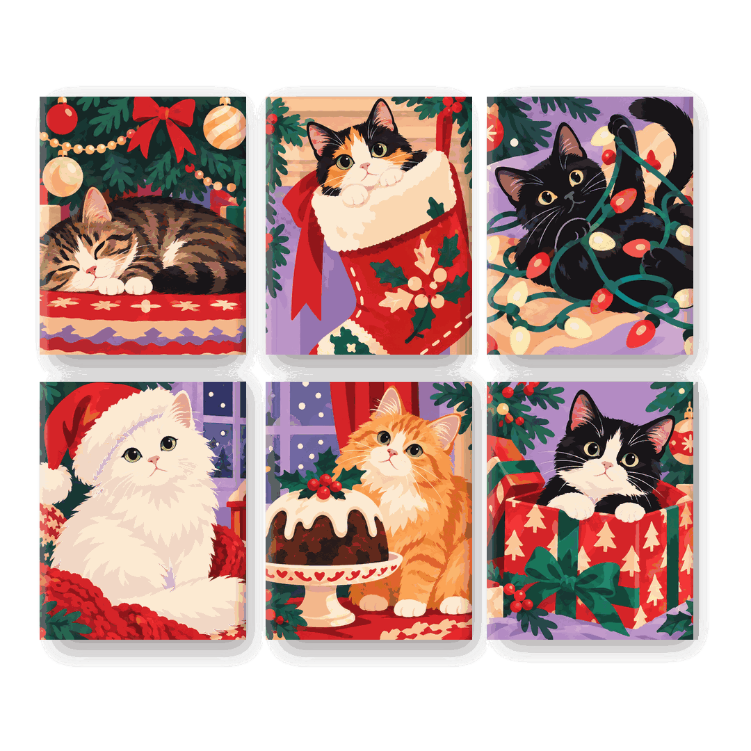 6 Mini Paintings | Purrfect Kerst Set