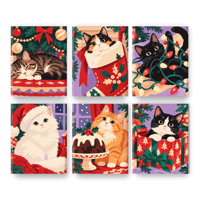 6 Mini Paintings | Purrfect Kerst Set