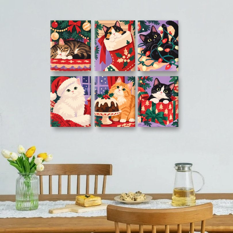 6 Mini Paintings | Purrfect Kerst Set