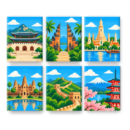 6 Mini Paintings | Schatten van Azië Set