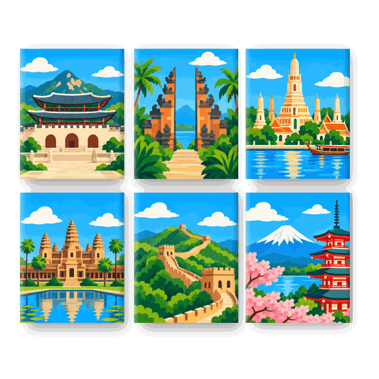 6 Mini Paintings | Schatten van Azië Set
