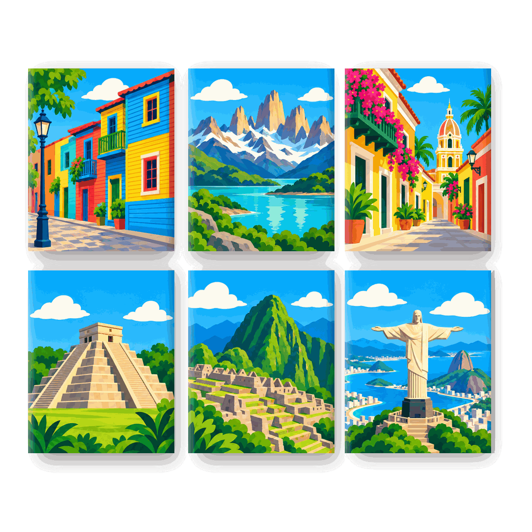 6 Mini Paintings | Wonderen van Latijns-Amerika Set