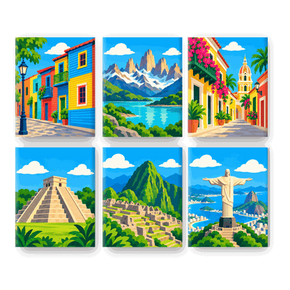 6 Mini Paintings | Wonderen van Latijns-Amerika Set