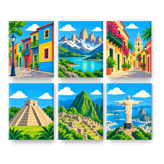 6 Mini Paintings | Wonderen van Latijns-Amerika Set