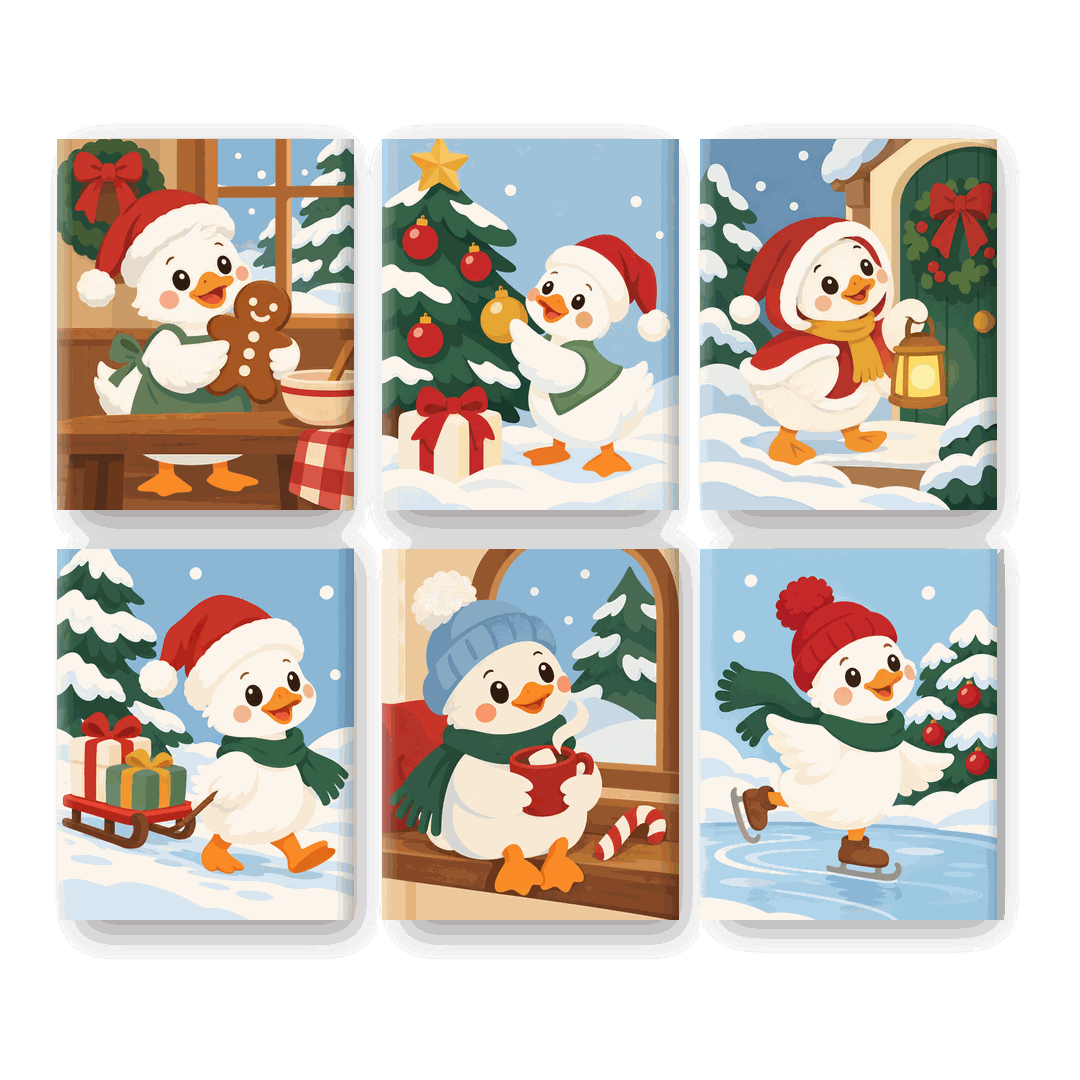 6 Mini Paintings | Kerst Eend Set