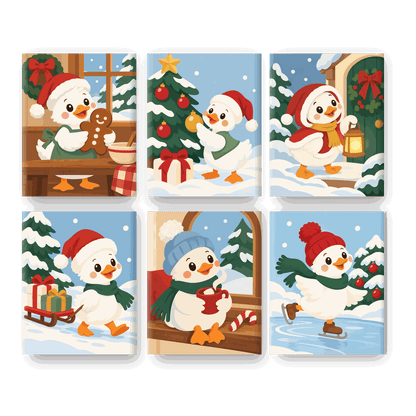6 Mini Paintings | Kerst Eend Set