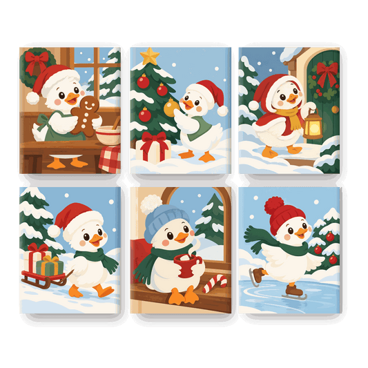 6 Mini Paintings | Kerst Eend Set