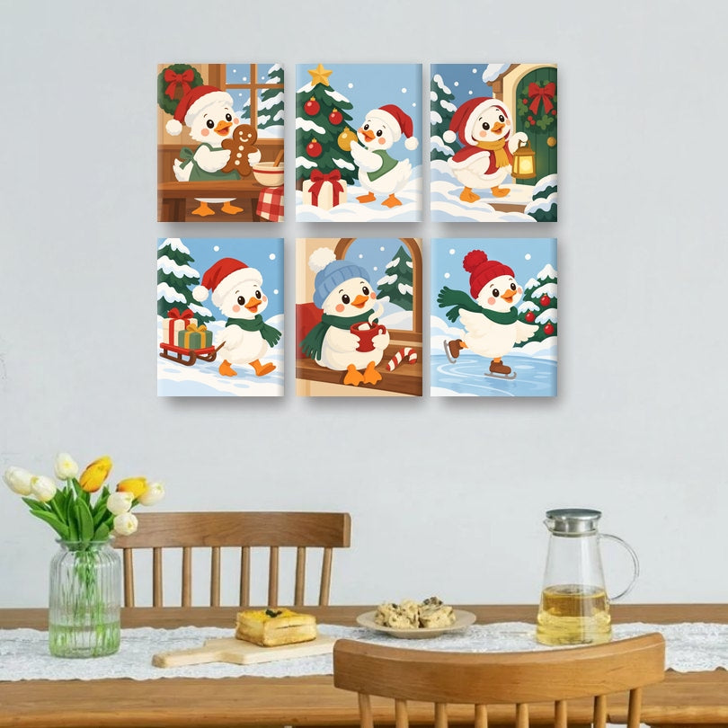 6 Mini Paintings | Kerst Eend Set