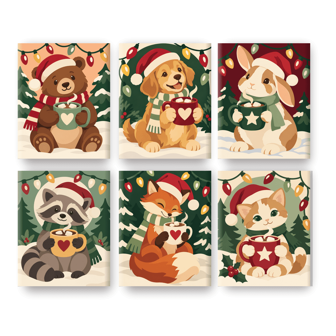 6 Mini Paintings | Kerst Wasbeer Set