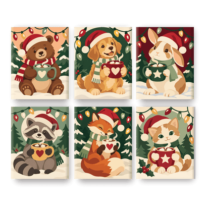 6 Mini Paintings | Kerst Wasbeer Set