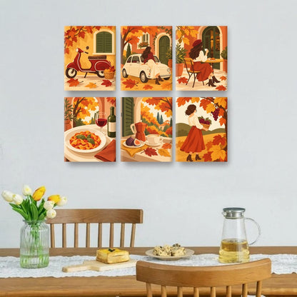 6 Mini Paintings | Herfst Vespa Set