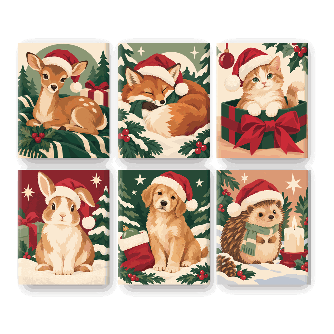 6 Mini Paintings | Kerst Hertje Set