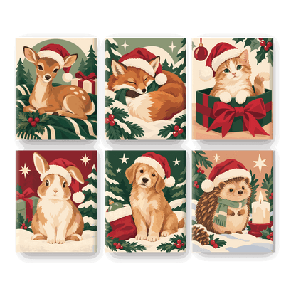 6 Mini Paintings | Kerst Hertje Set