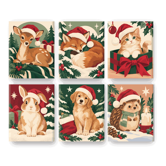 6 Mini Paintings | Kerst Hertje Set