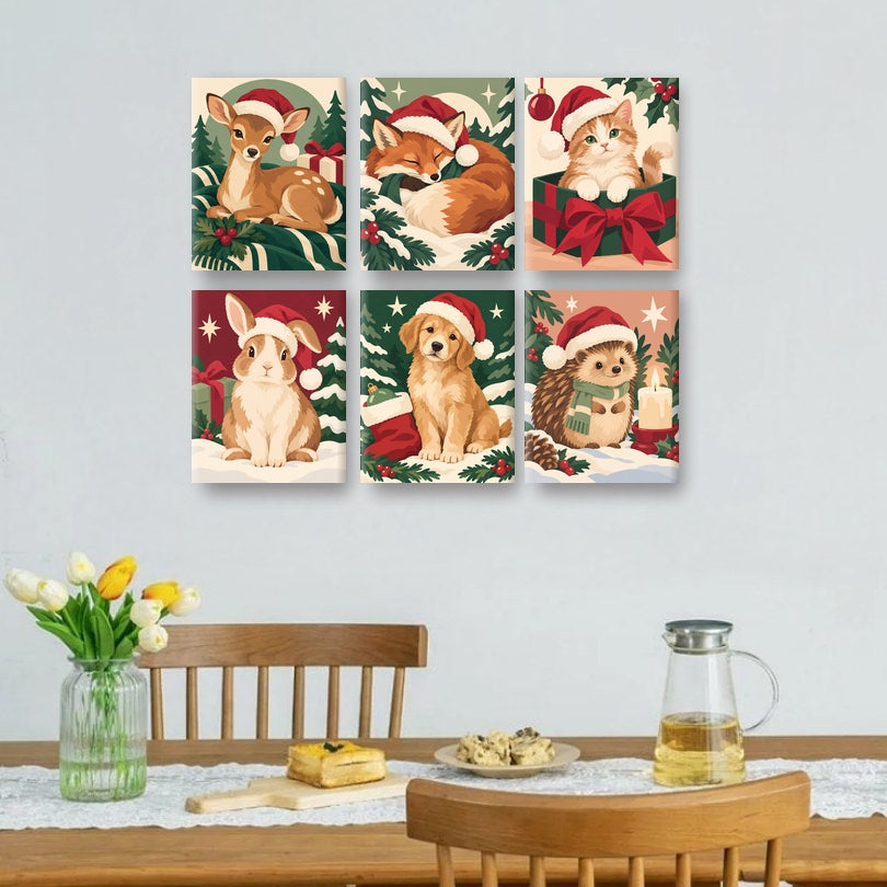 6 Mini Paintings | Kerst Hertje Set