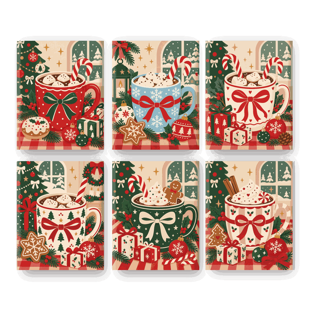 6 Mini Paintings | Gezellige Kerst Mok Set