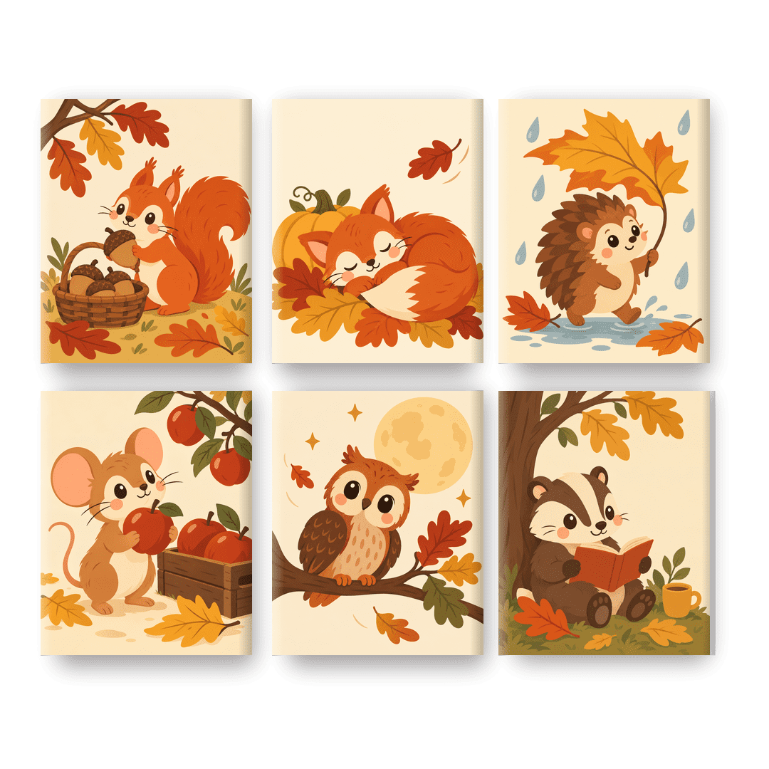 6 Mini Paintings | Herfst Eekhoorn Set