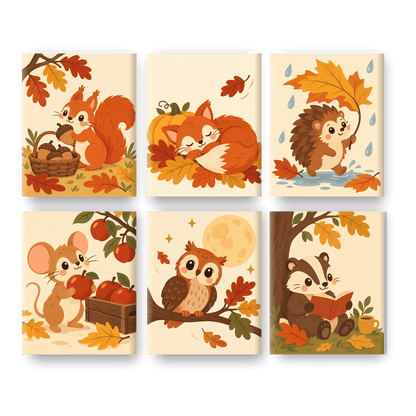 6 Mini Paintings | Herfst Eekhoorn Set