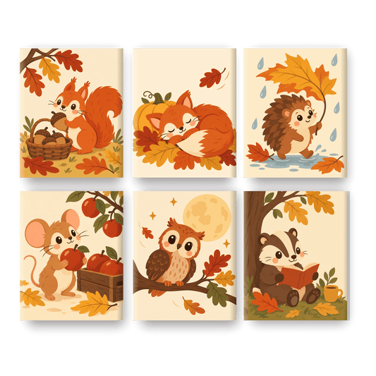 6 Mini Paintings | Herfst Eekhoorn Set