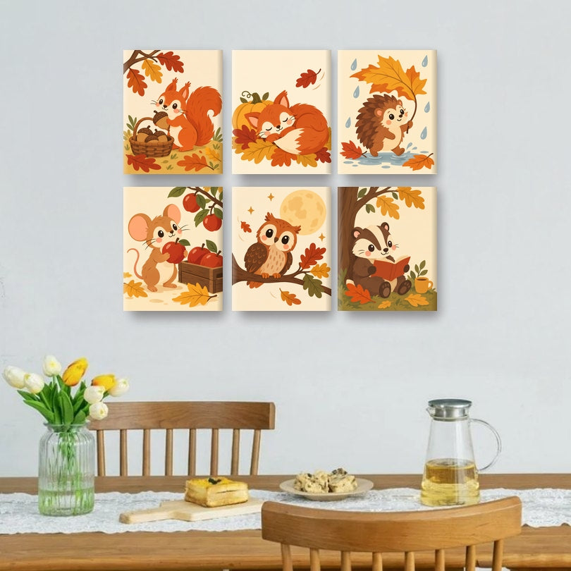 6 Mini Paintings | Herfst Eekhoorn Set