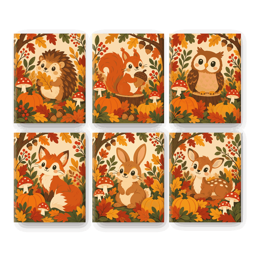 6 Mini Paintings | Herfst Egel Set