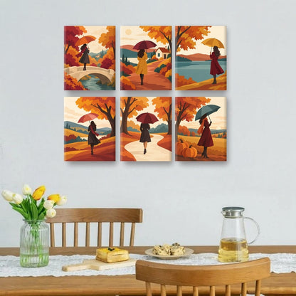 6 Mini Paintings | Toscaans Herfst Wandeling Set