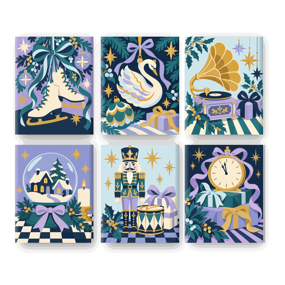 6 Mini Paintings | Kerst Sneeuwbol Set