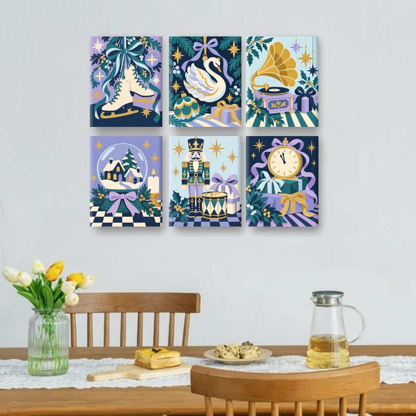 6 Mini Paintings | Kerst Sneeuwbol Set