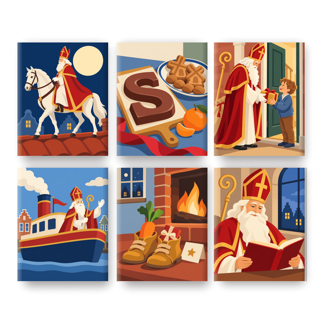 6 Mini Paintings | Sinterklaas op het Dak Set