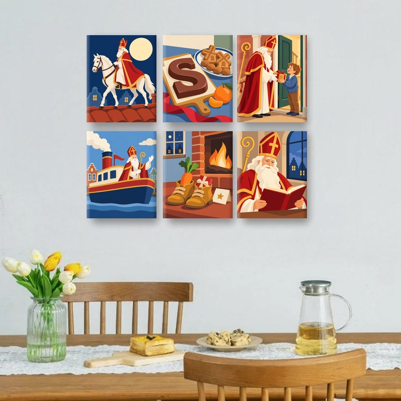 6 Mini Paintings | Sinterklaas op het Dak Set