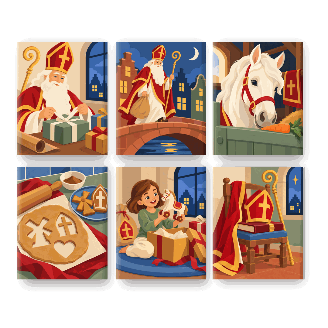 6 Mini Paintings | Sinterklaas Cadeautjes Inpakken Set