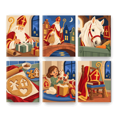 6 Mini Paintings | Sinterklaas Cadeautjes Inpakken Set
