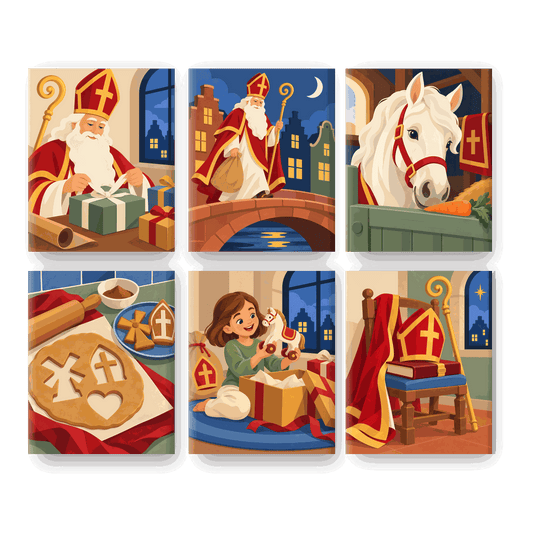 6 Mini Paintings | Sinterklaas Cadeautjes Inpakken Set