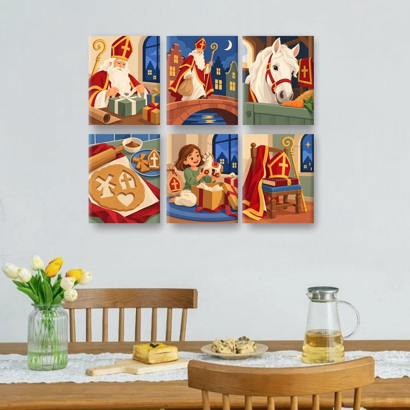 6 Mini Paintings | Sinterklaas Cadeautjes Inpakken Set