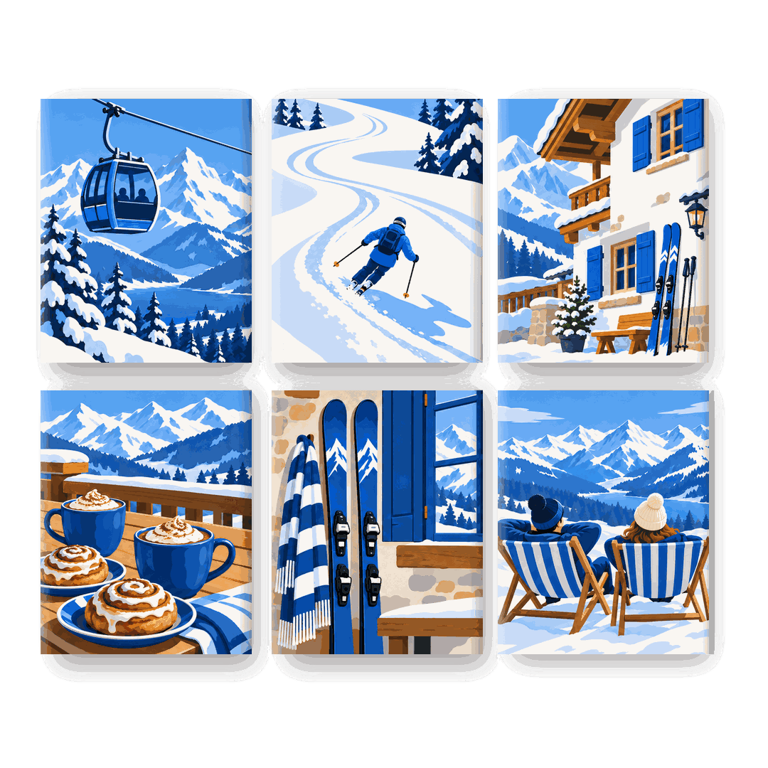 6 Mini Paintings | Alpine Blauw Set