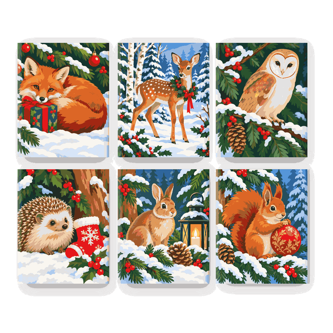 6 Mini Paintings | Kerst Bosvrienden Set