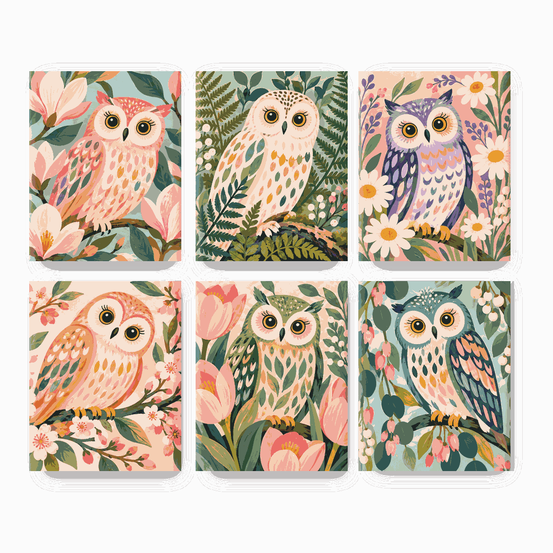 6 Mini Paintings | Tuin Uilen Set