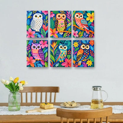 6 Mini Paintings | Juwelen Uilen Set