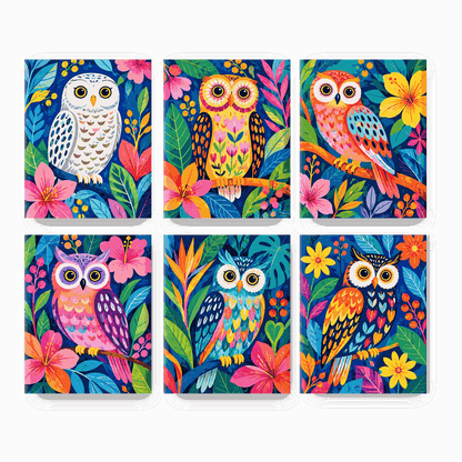 6 Mini Paintings | Juwelen Uilen Set