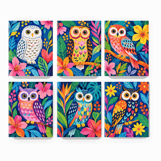 6 Mini Paintings | Juwelen Uilen Set