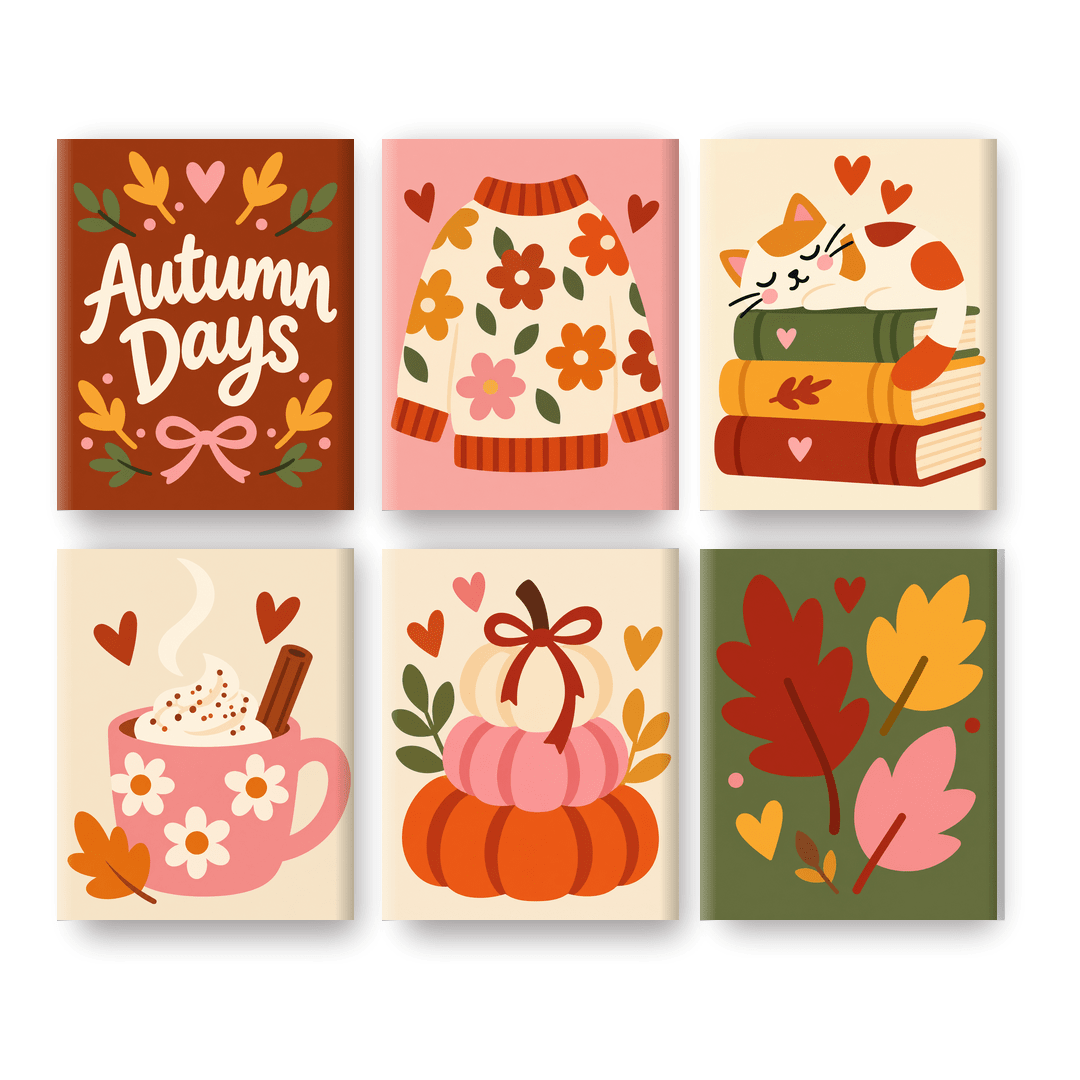 6 Mini Paintings | Herfst Dagen Set