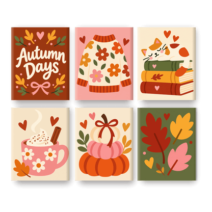 6 Mini Paintings | Herfst Dagen Set