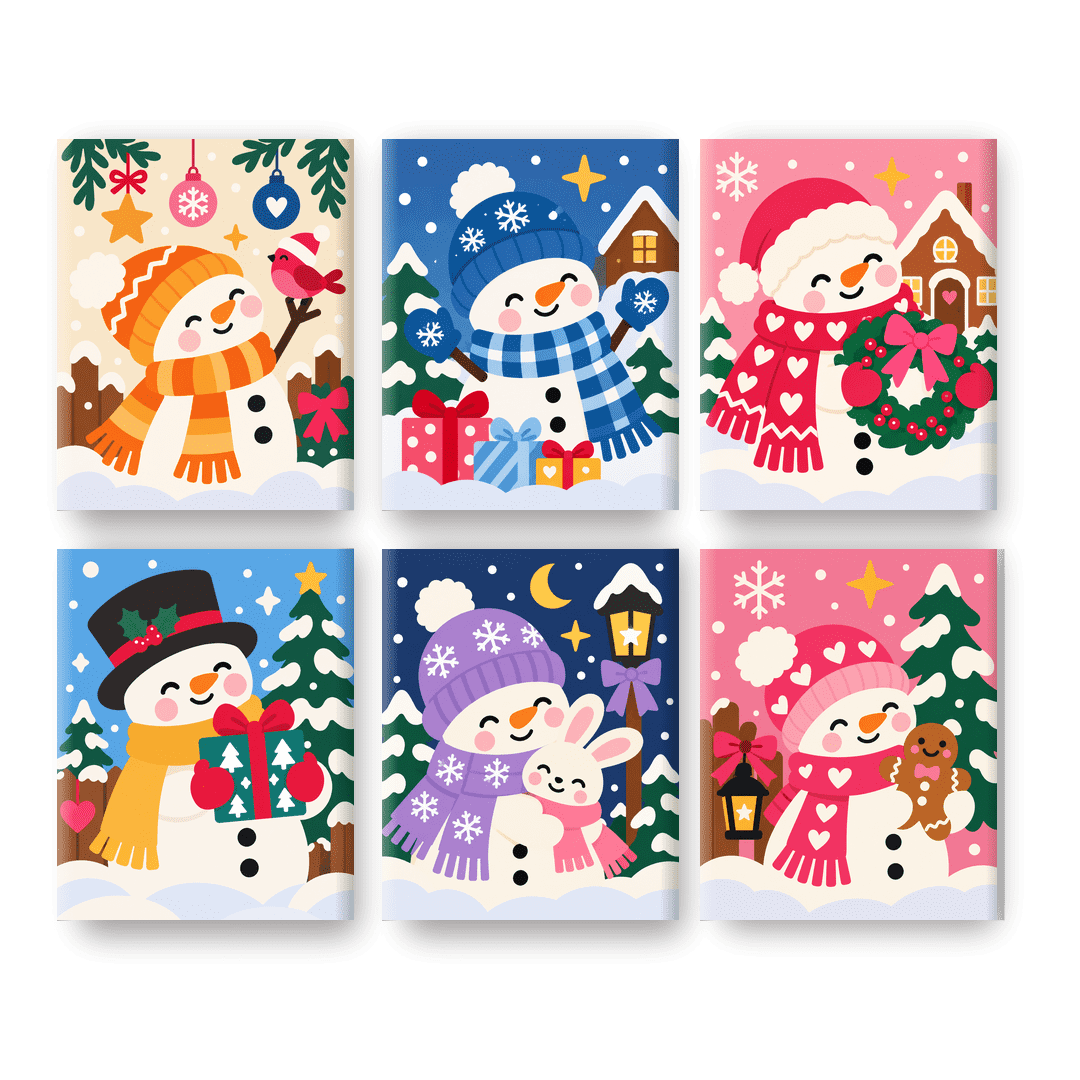6 Mini Paintings | Kerst Sneeuwpop Set