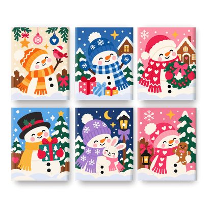 6 Mini Paintings | Kerst Sneeuwpop Set