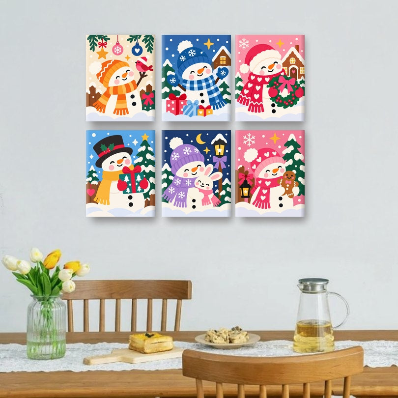 6 Mini Paintings | Kerst Sneeuwpop Set