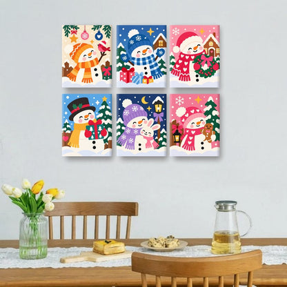 6 Mini Paintings | Kerst Sneeuwpop Set