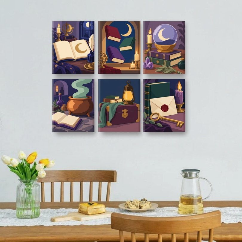 6 Mini Paintings | Maanverlicht Studeren Set