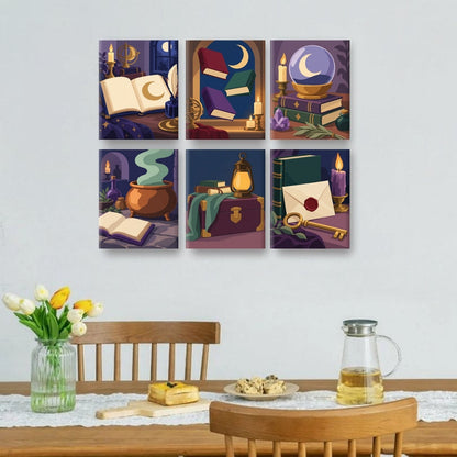 6 Mini Paintings | Maanverlicht Studeren Set