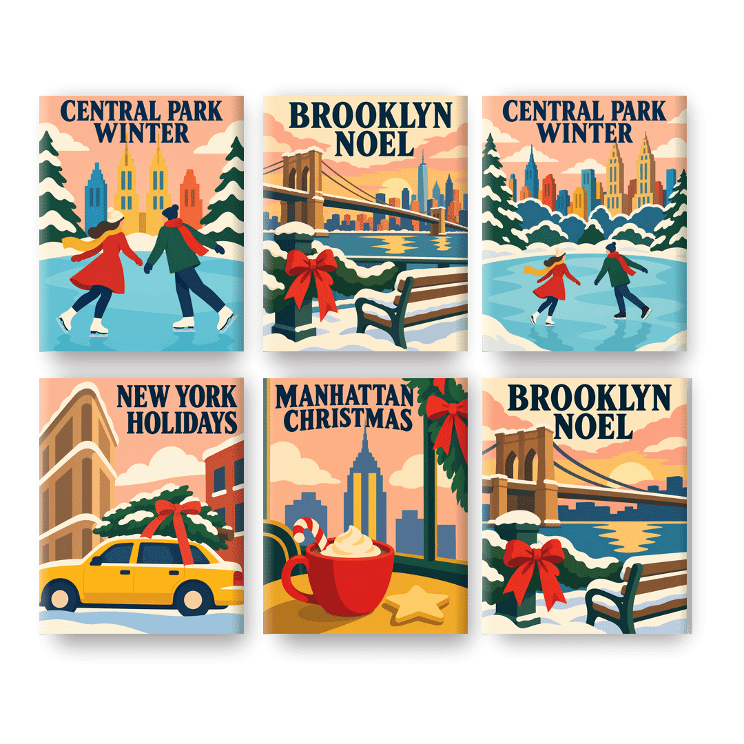 6 Mini Paintings | Central Park Winter Set