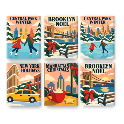 6 Mini Paintings | Central Park Winter Set